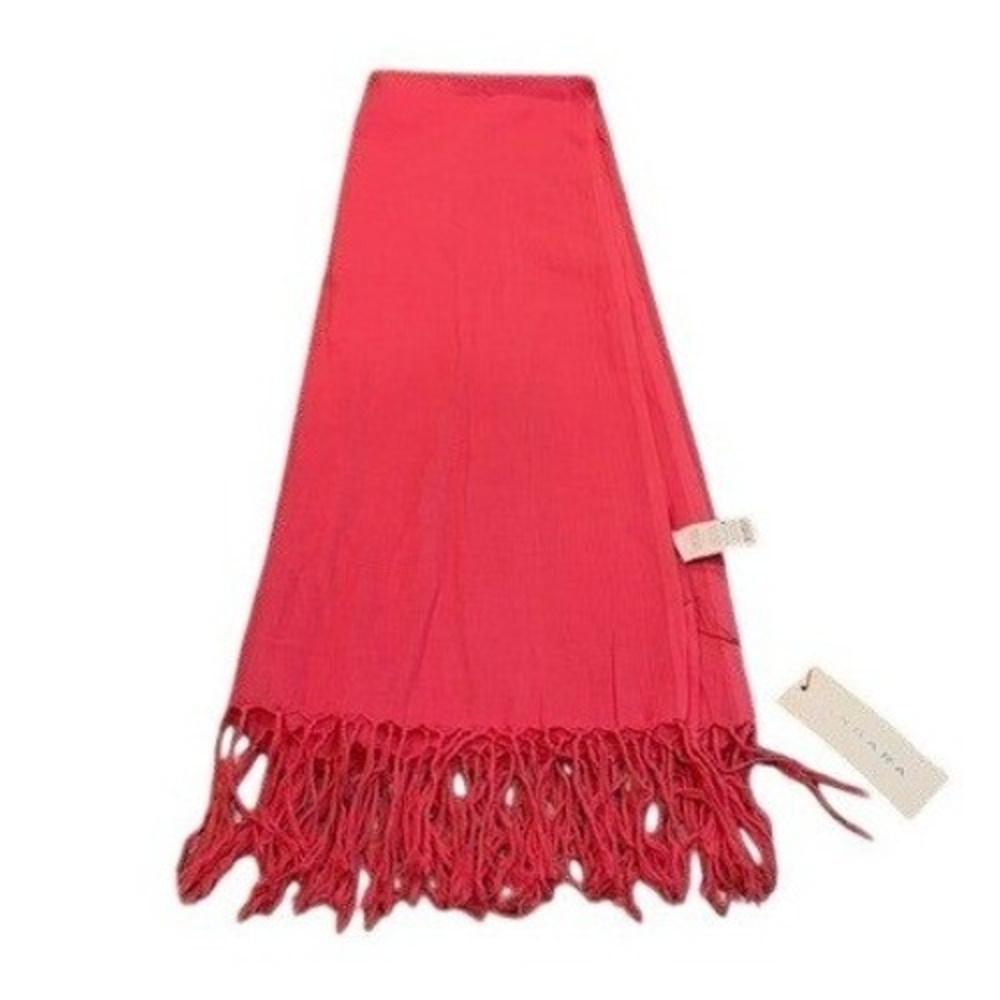 Zingara Pareo Vero NWT Cotton Sarong Wrap Nectarine Pink Fringe Resort Beach